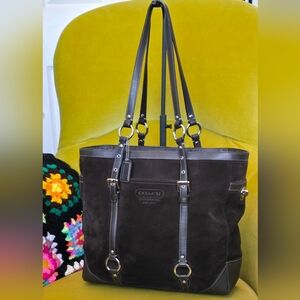 Coach Chocolate Suede Dark Academia Tote (12835)